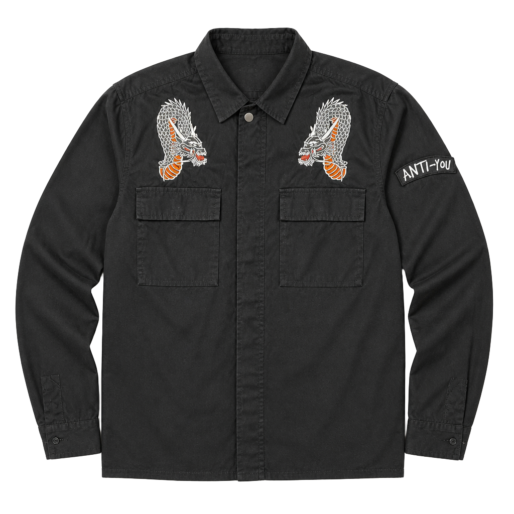 Pacsun Dragon Jacket Size M Black Embroidered Anti-You 1