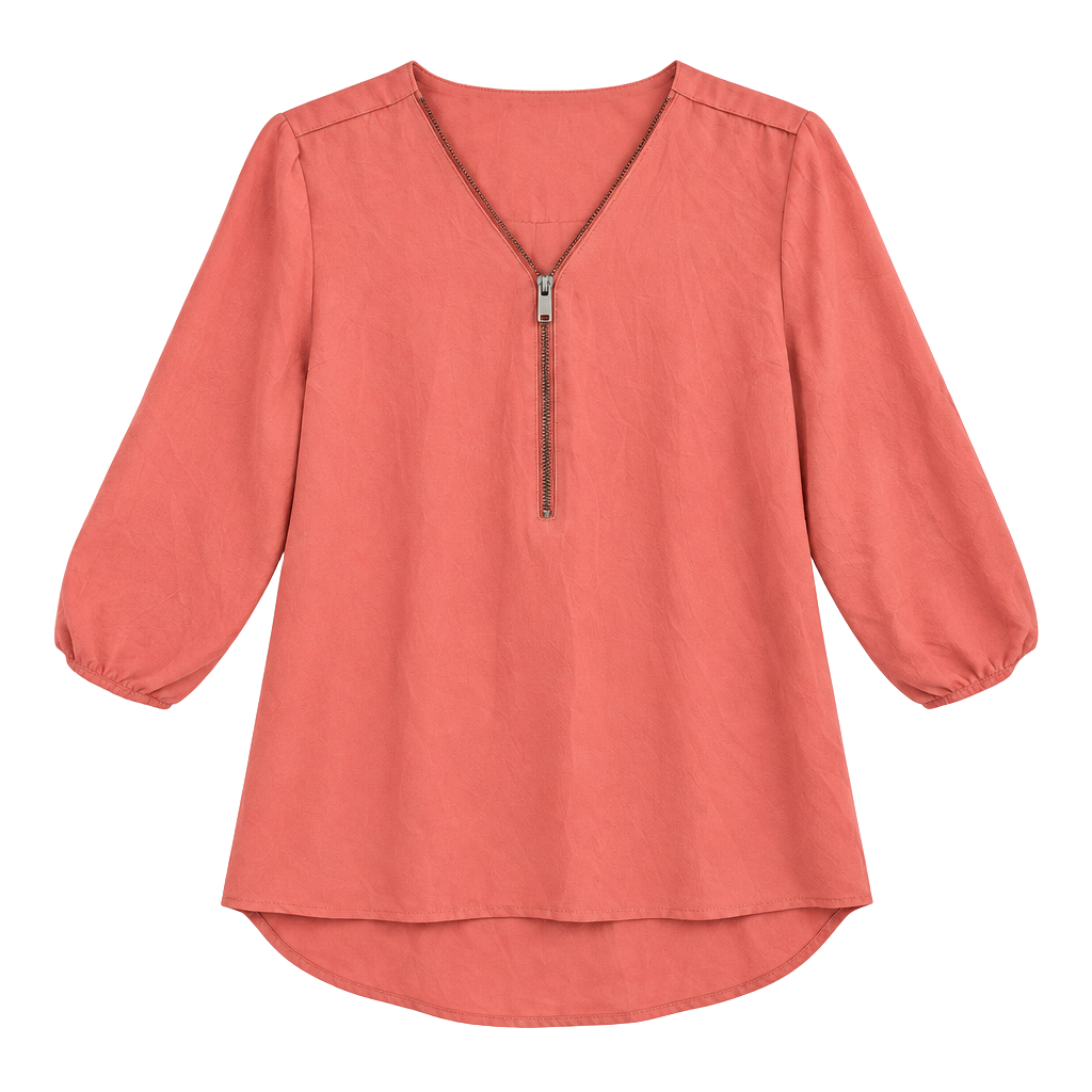 Rue 21 Coral Pink Half Zip Blouse Size M 1