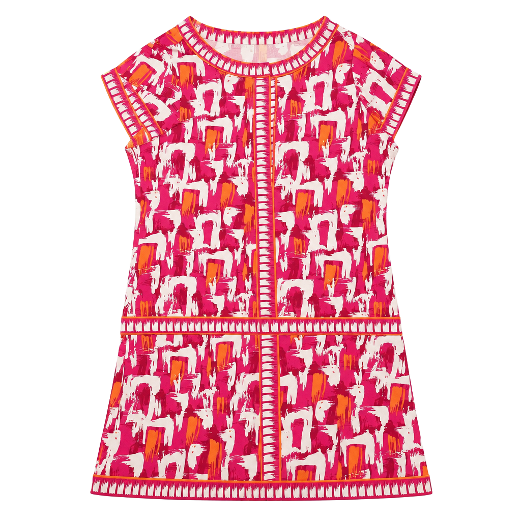 BCBGMaxAzria Short Sleeve Dress Size L Pink Print 1