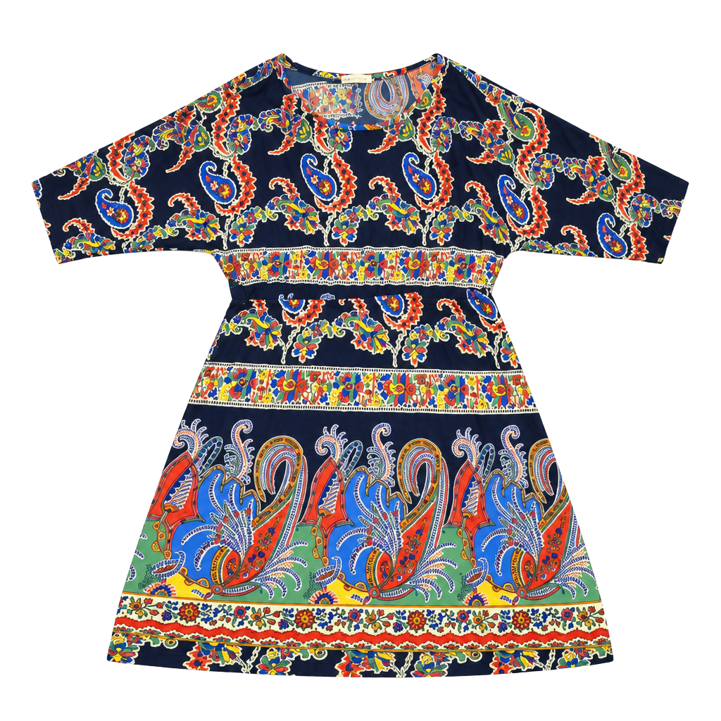 Sun & Moon Paisley Dress Cold Shoulder Blue Multi 1