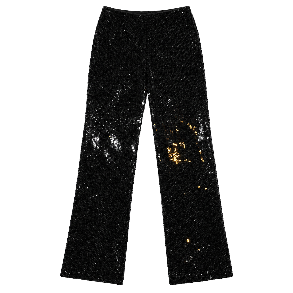 INC International Concepts NWT Sequin Flare Pants Size 2 Black Party Sparkle 1