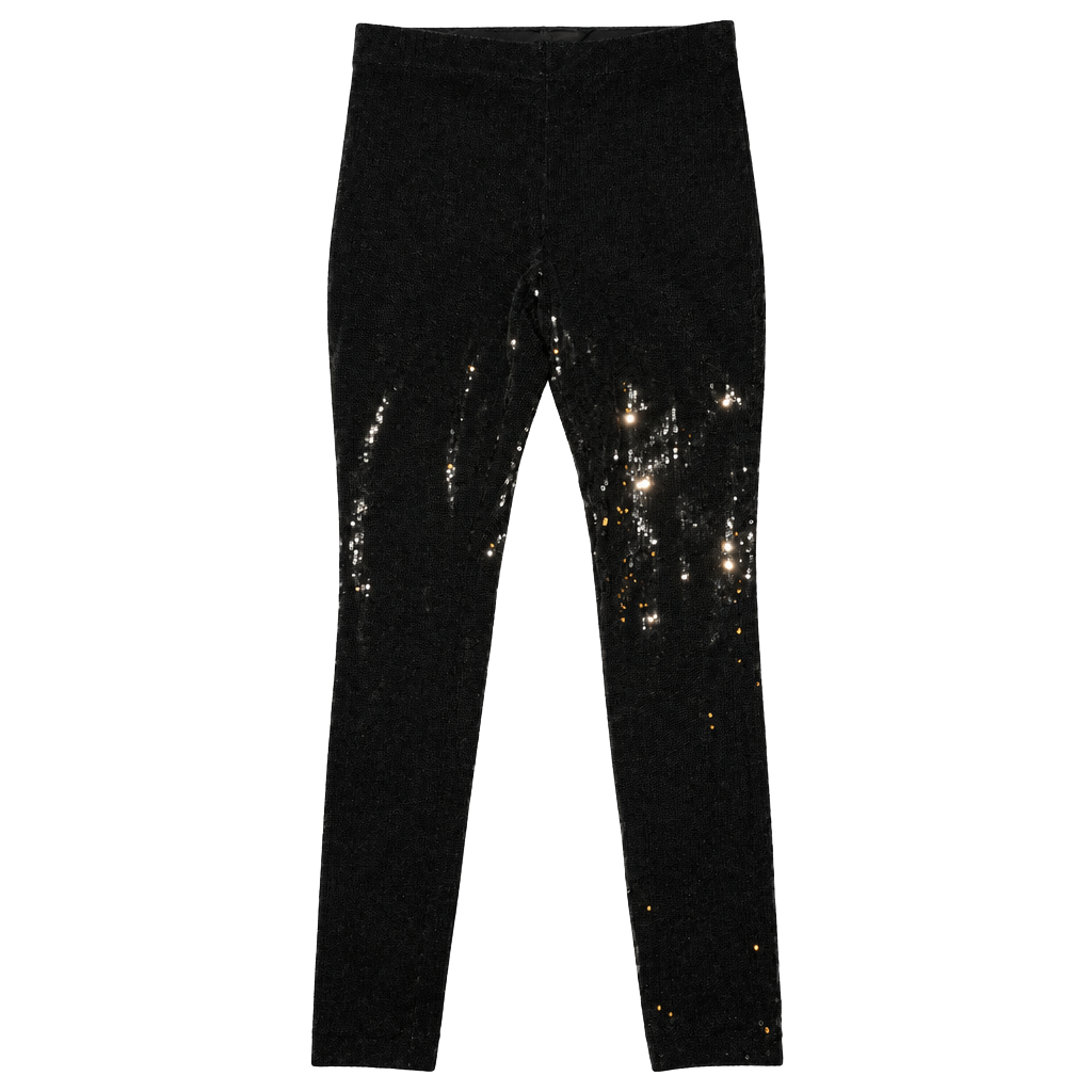 INC International Concepts Sequin Leggings Size M Black 1