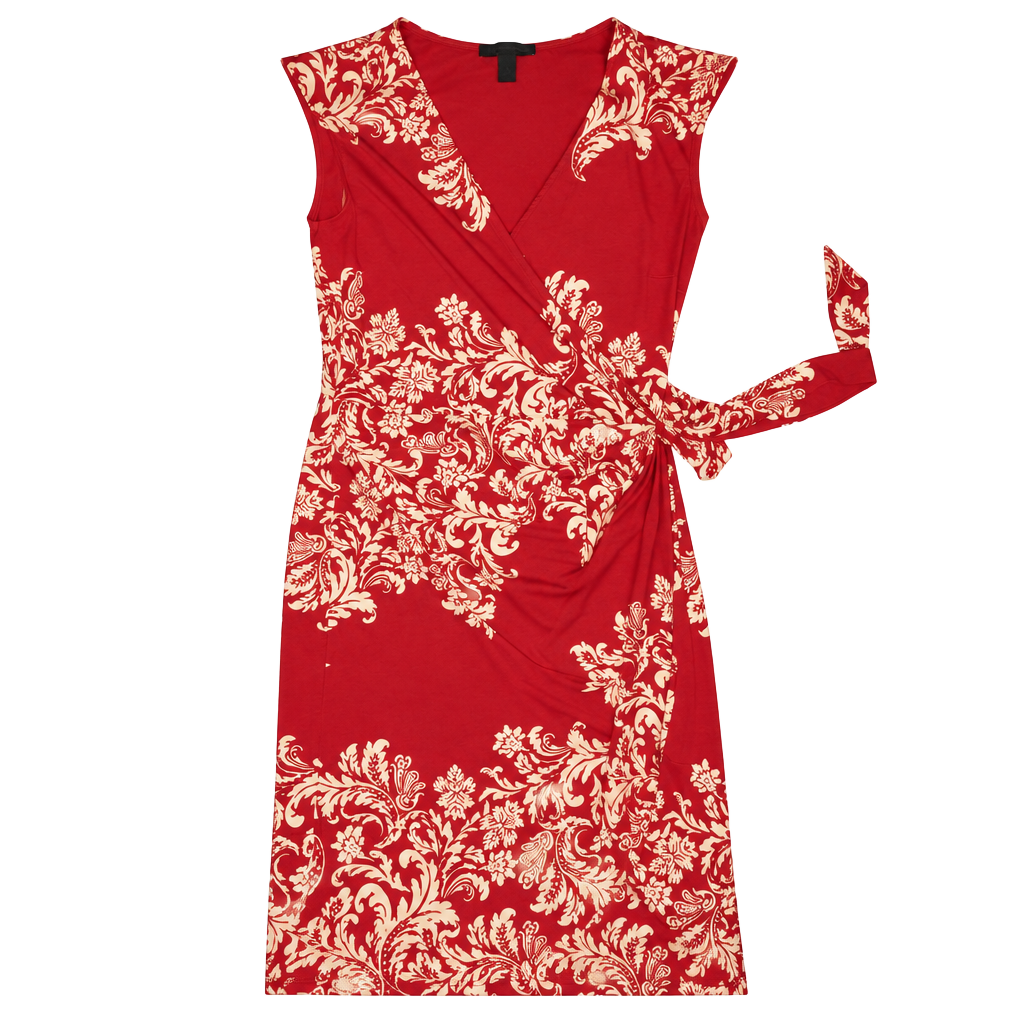 INC International Concepts Wrap Dress Size S Red White Floral 1
