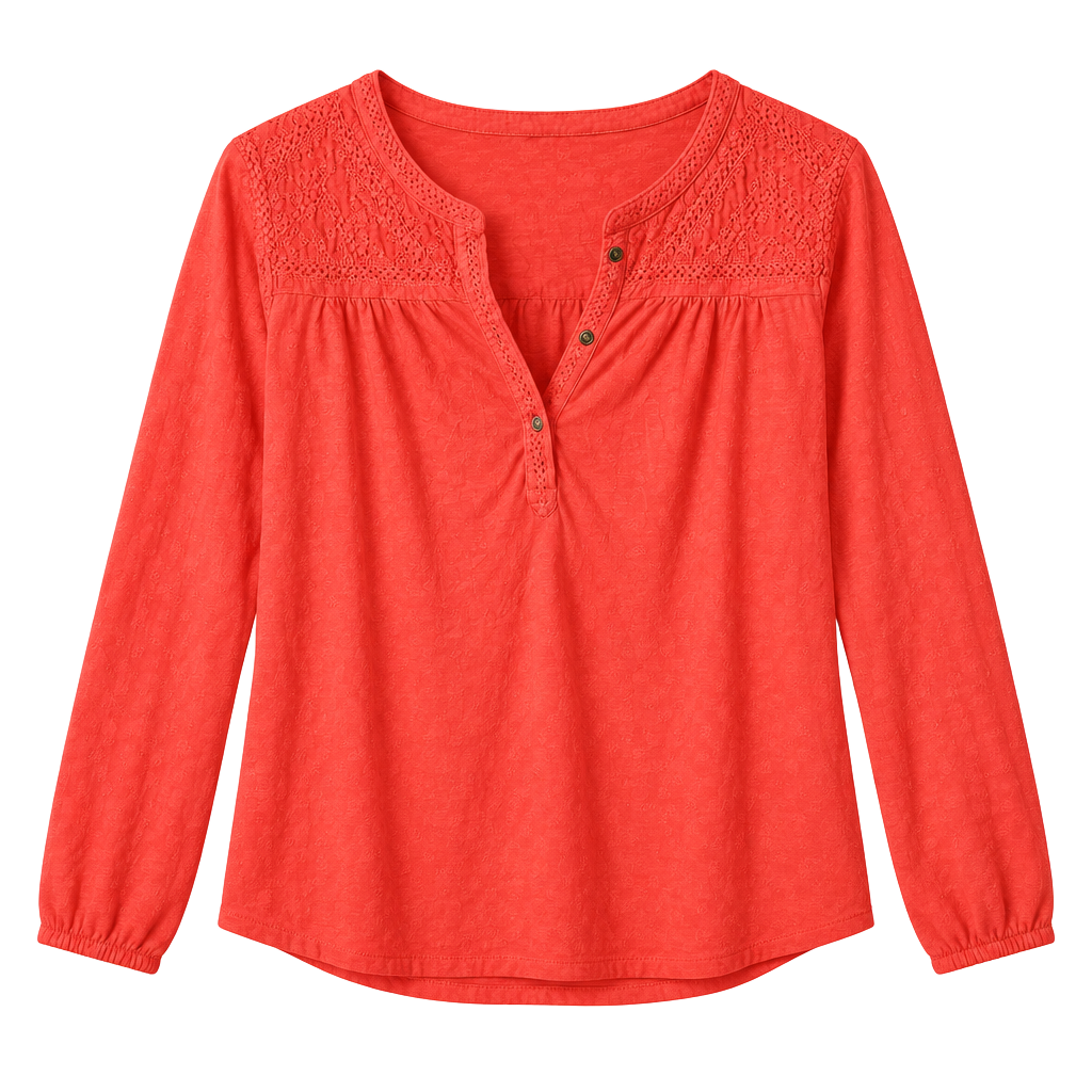 Lucky Brand Embroidered Blouse Women’s Size S Coral 1