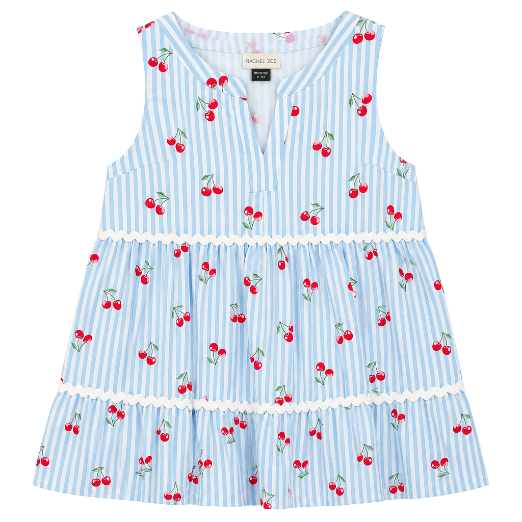 Rachel Zoe NWT Dress Size 2 Blue White Striped Cherry 1
