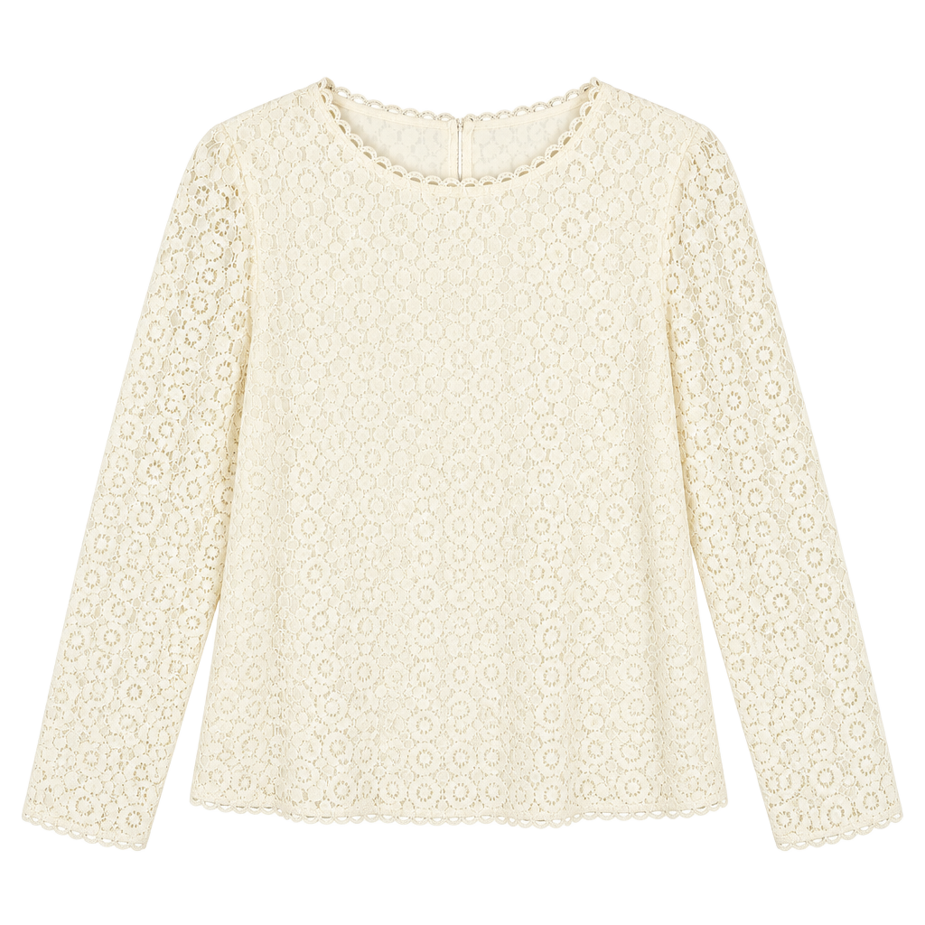 Banana Republic Lace Blouse Women Size S Cream Long Sleeve Top 1