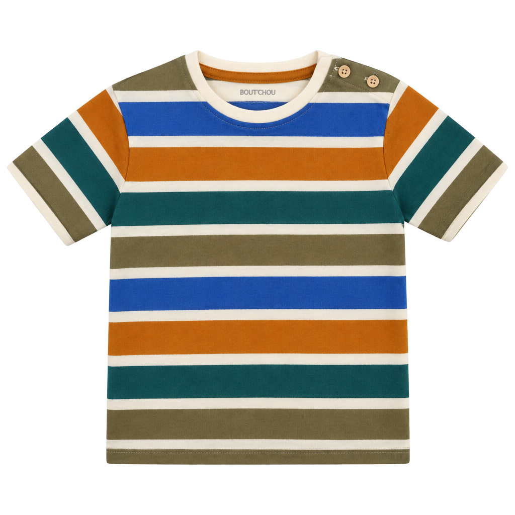 Bout'Chou Striped T-Shirt Boys Size 18M Multicolored Cotton 1
