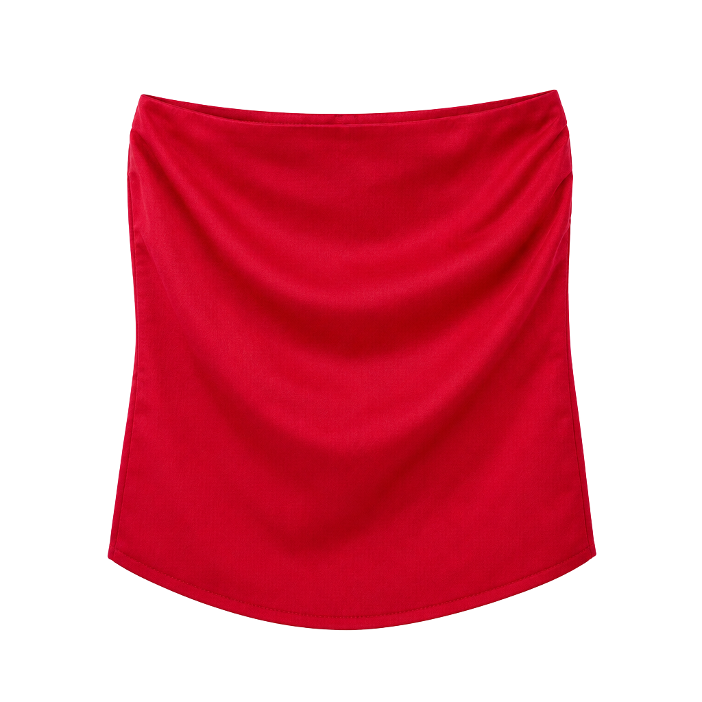 Bebe Satin Skirt Women’s Size 4 Red Ruched Mini Zip Back 1