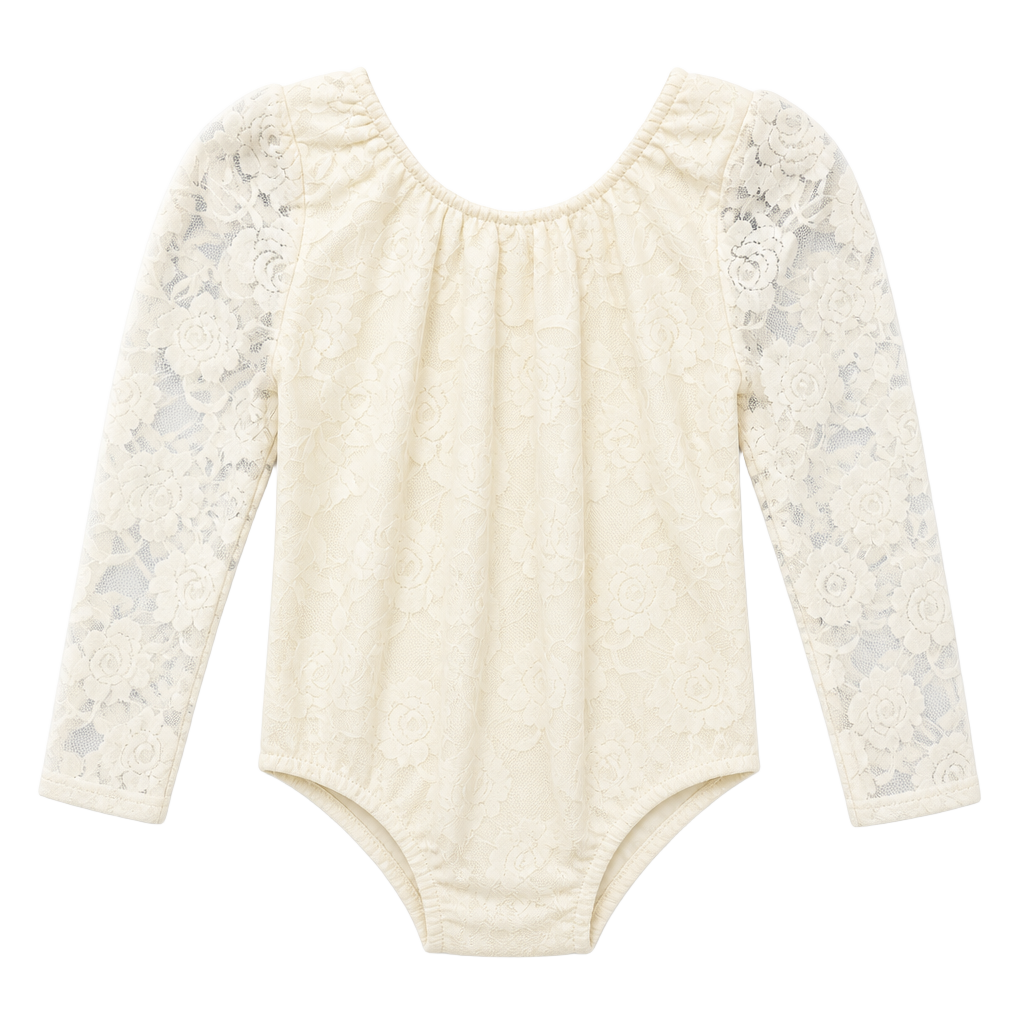 Bailey's Blossoms Lace Bodysuit Size 4T Cream Long Sleeve 1