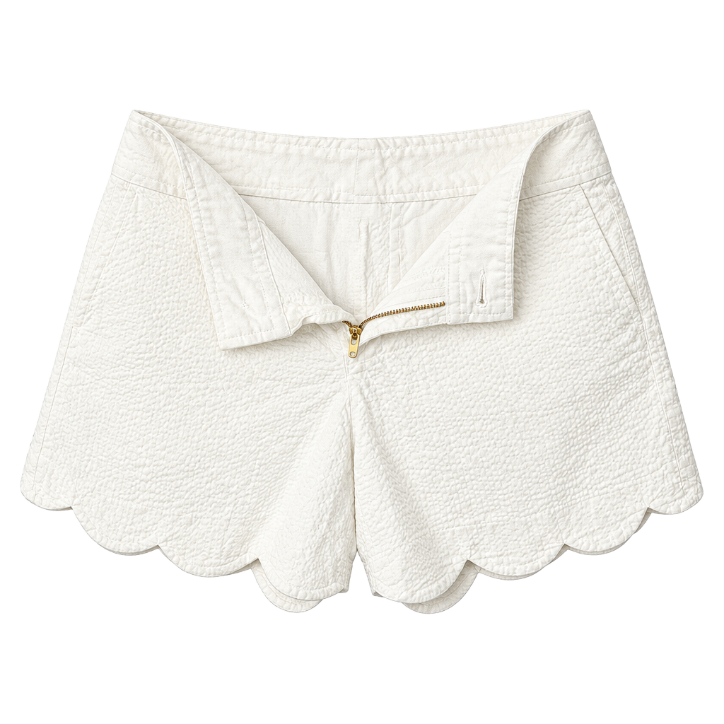 Lilly Pulitzer Seersucker Scalloped Women’s Shorts Size 6 White 1