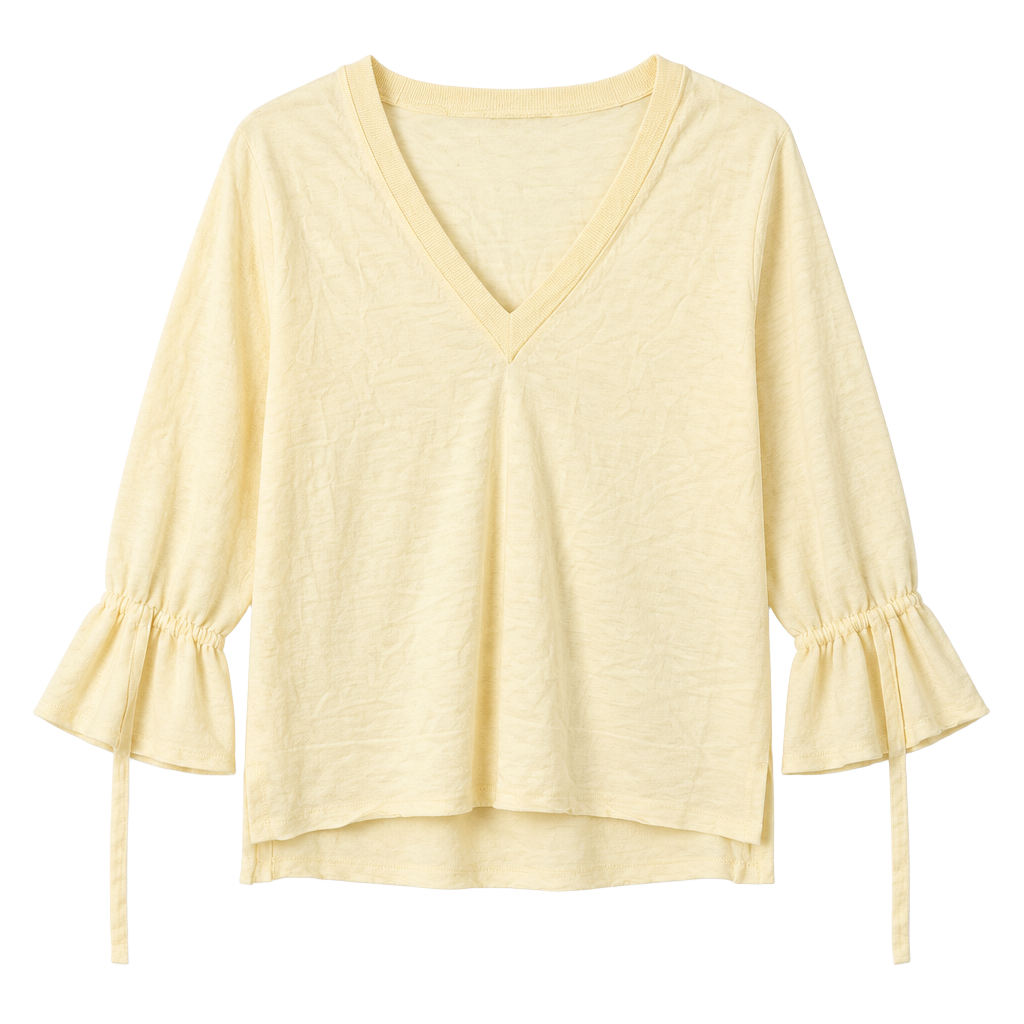 J.Crew V-Neck Sweater Women’s Size S Cream Ruffled Cuffs 1