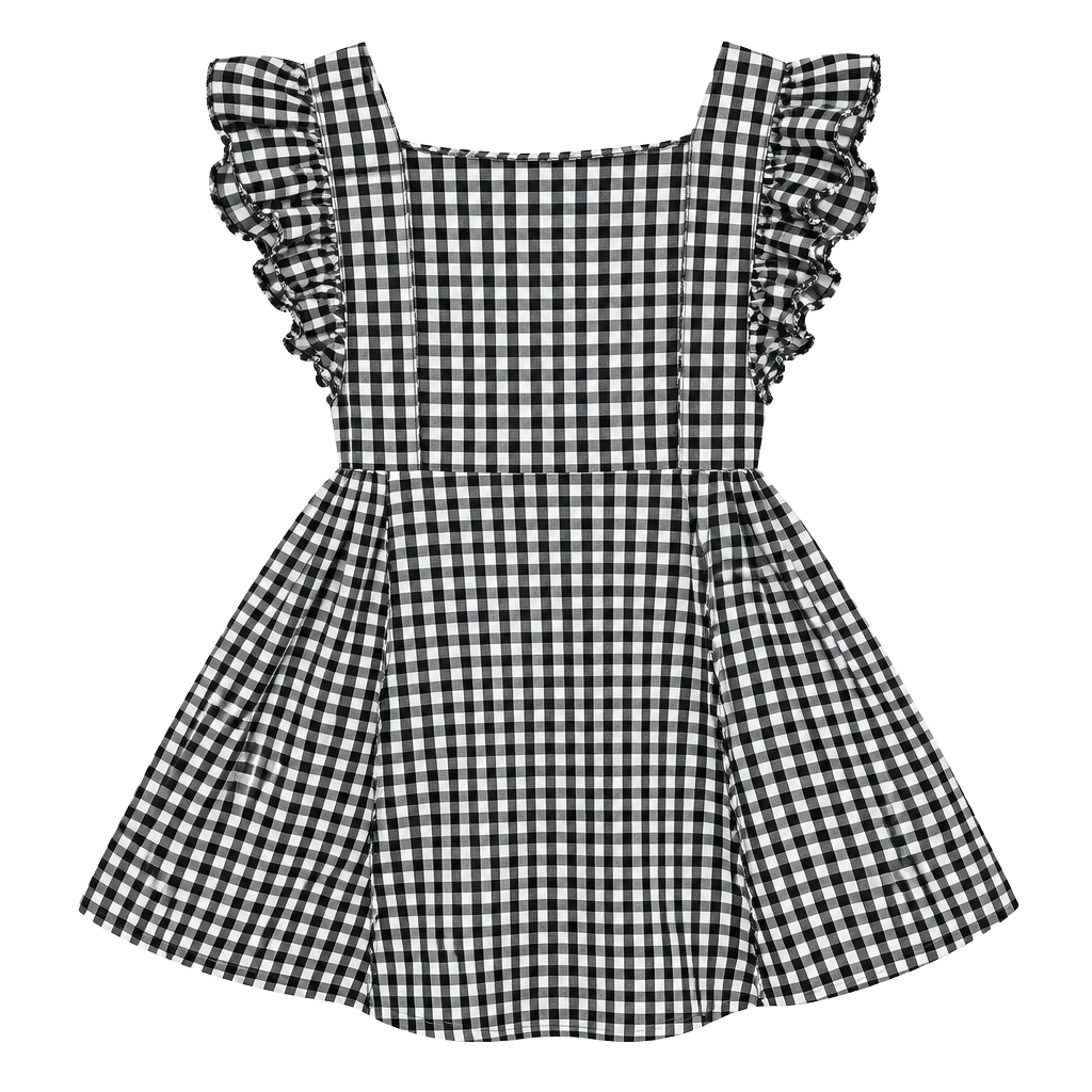 Bailey’s Blossom Gingham Dress Girls Size 5T Black White Ruffle 1