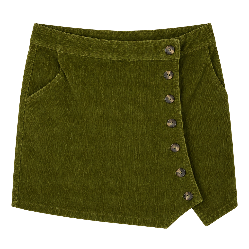 Fashion On Earth Corduroy Women’s Skirt Size M Olive Green 1