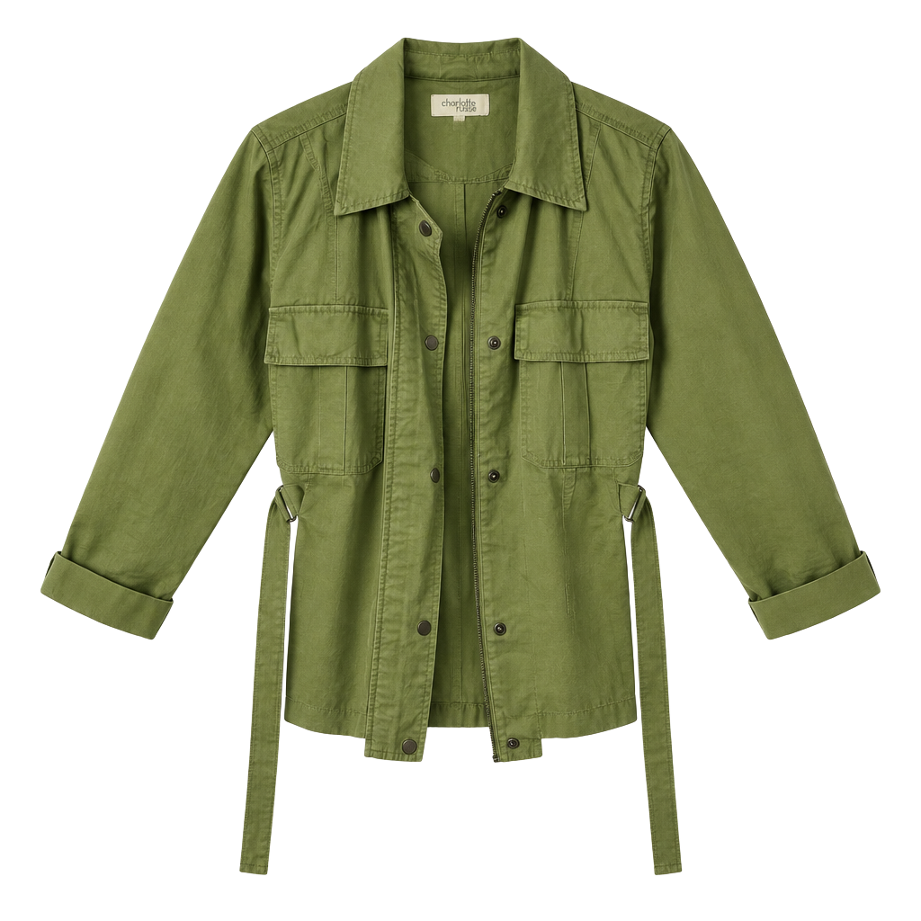 Charlotte Russe Utility Jacket Women’s Size S Green Cotton 1
