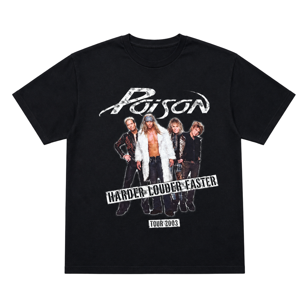 Vintage 2003 Poison Harder Louder Faster Tour Band T-Shirt XL 1