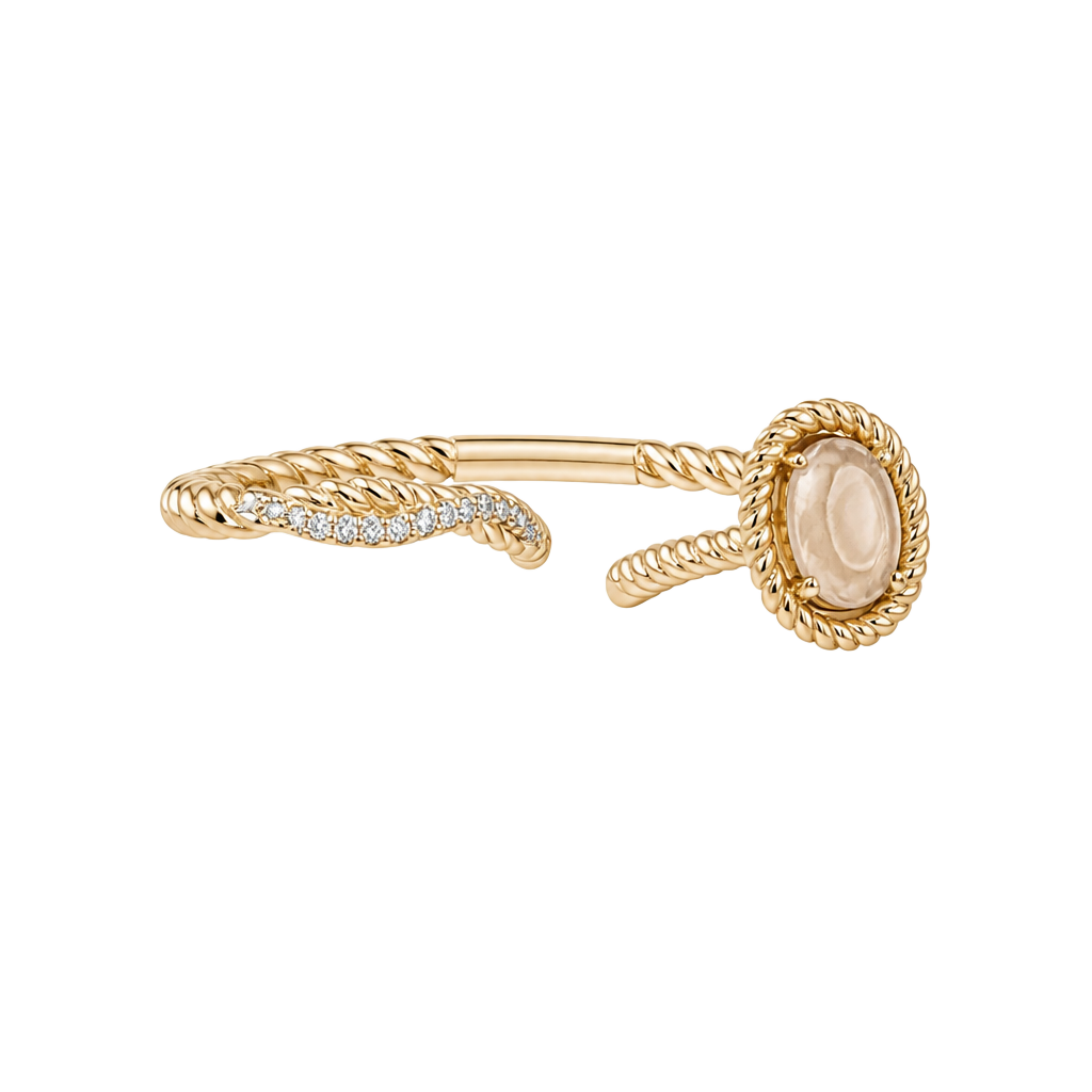 Diamonds Direct 14k Rose Gold Oval Morganite and Diamond Rope Design Stackable Ring Set 1