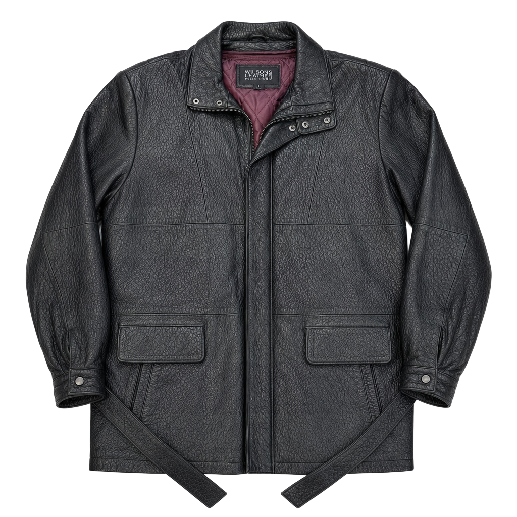 Wilsons Leather Pelle Studio Men's Belted Trench Coat Thinsulate Insulation L 1