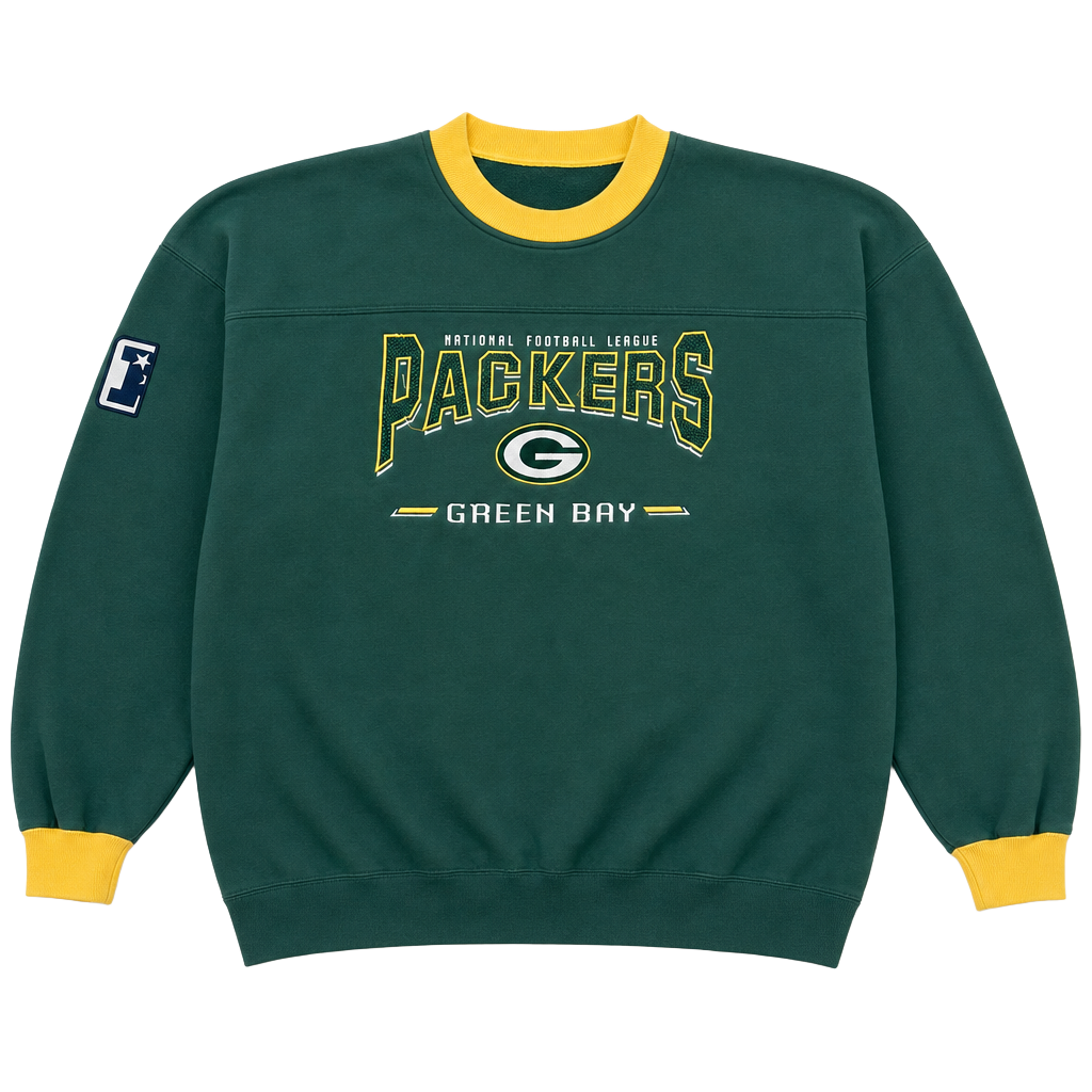 Green Bay Packers Lee Sports Embroidered VTG Crewneck Sweatshirt nutmeg 1