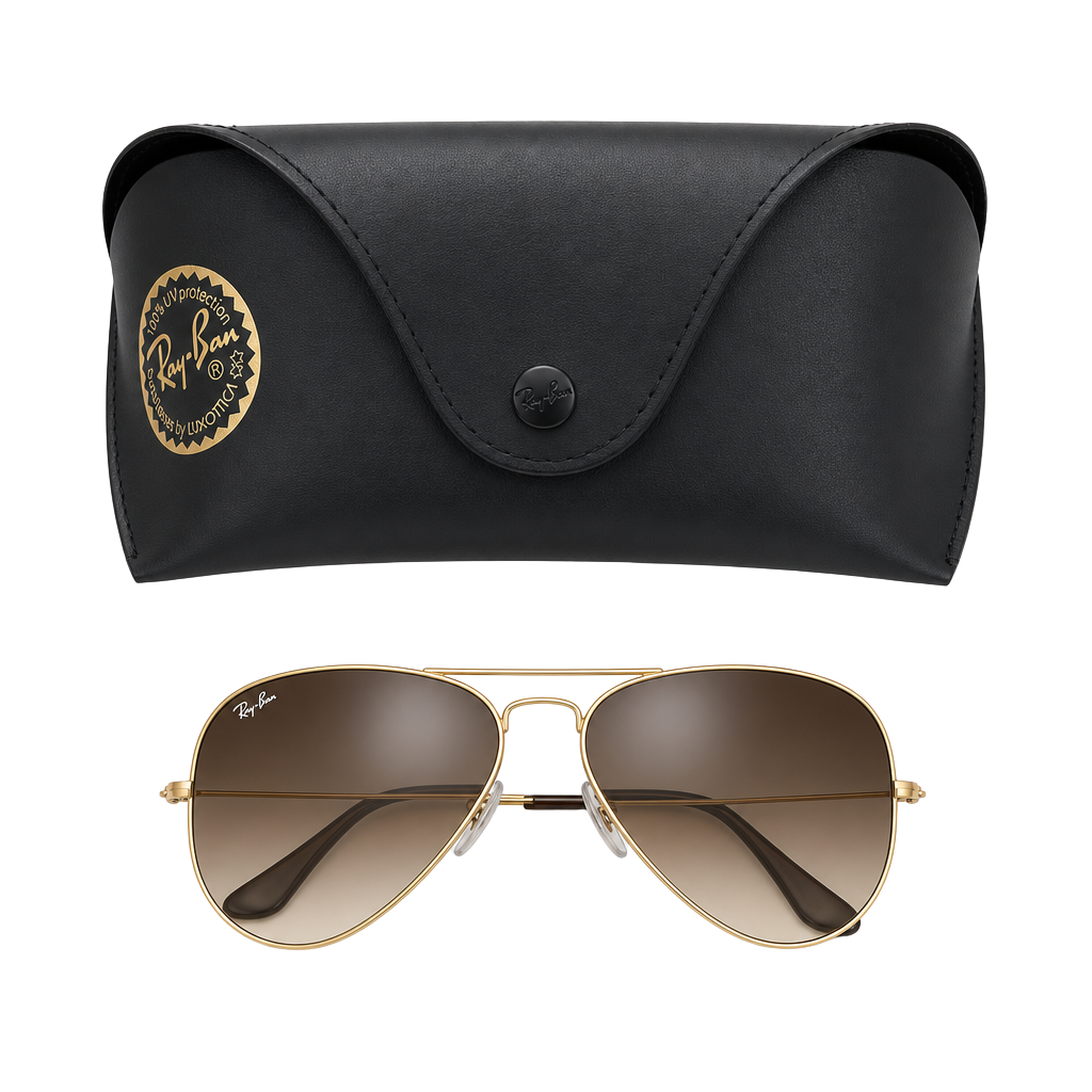Ray-Ban Aviator Large Metal Gold Frame Sunglasses with Brown Lenses 1