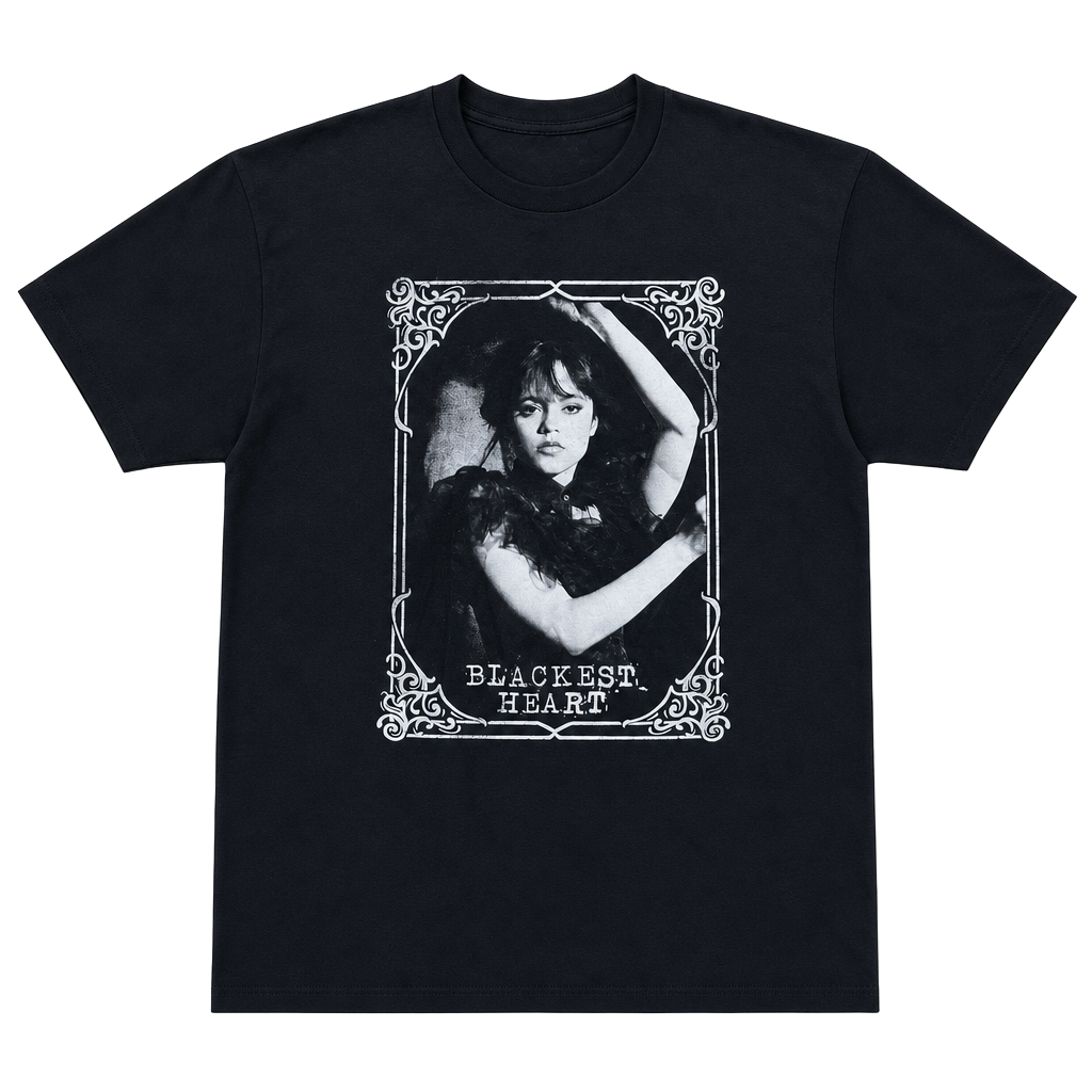 Wednesday Netflix Series Blackest Heart Graphic T-Shirt XL 1