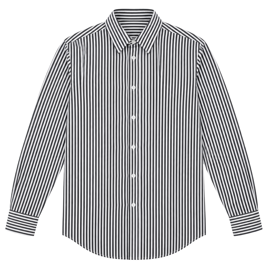 Celine Paris Black and White Striped Cotton Dress Shirt Size 41 1