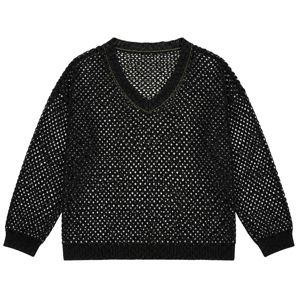 Song for the Mute Honeycomb Mesh Knit Oversized Sweater Black 23.1 1999 1
