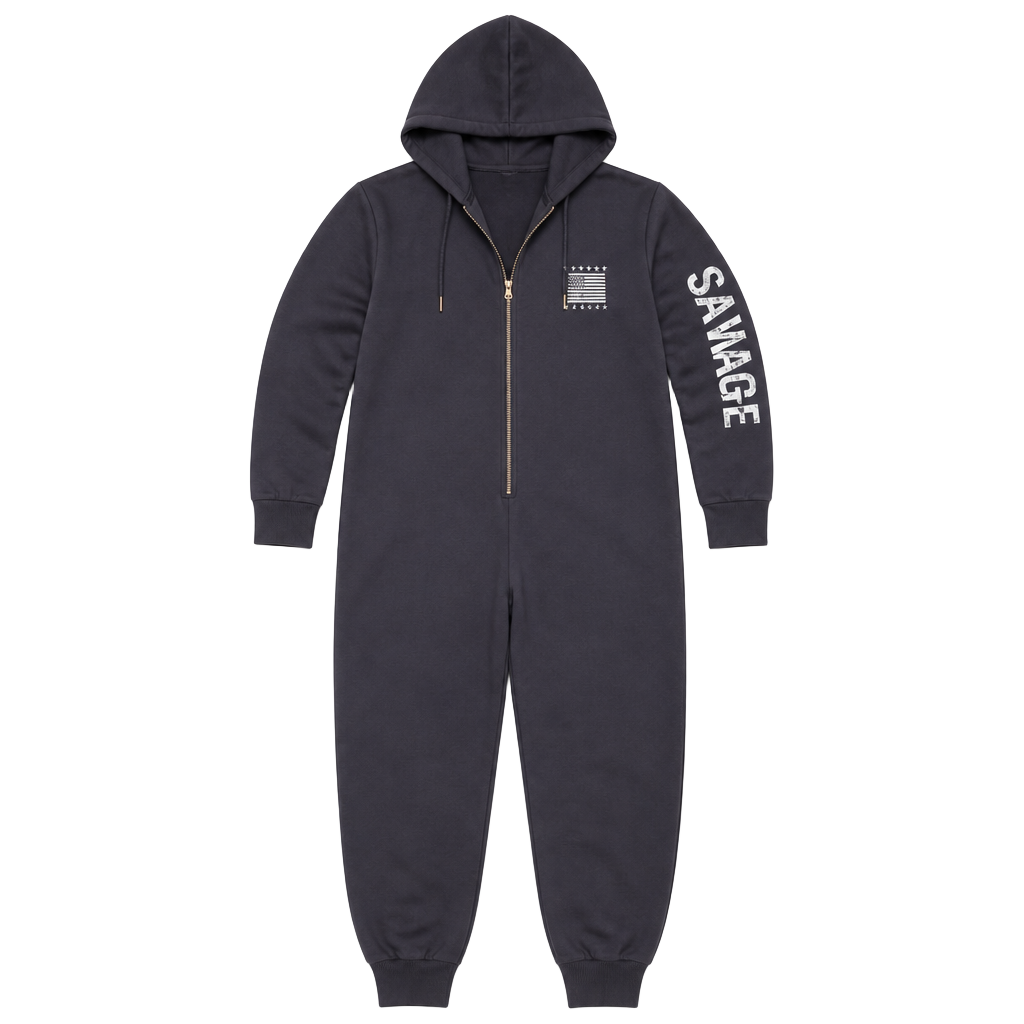 Savage X Fenty Hooded Onesie Charcoal Gray Lounge Jumpsuit 1