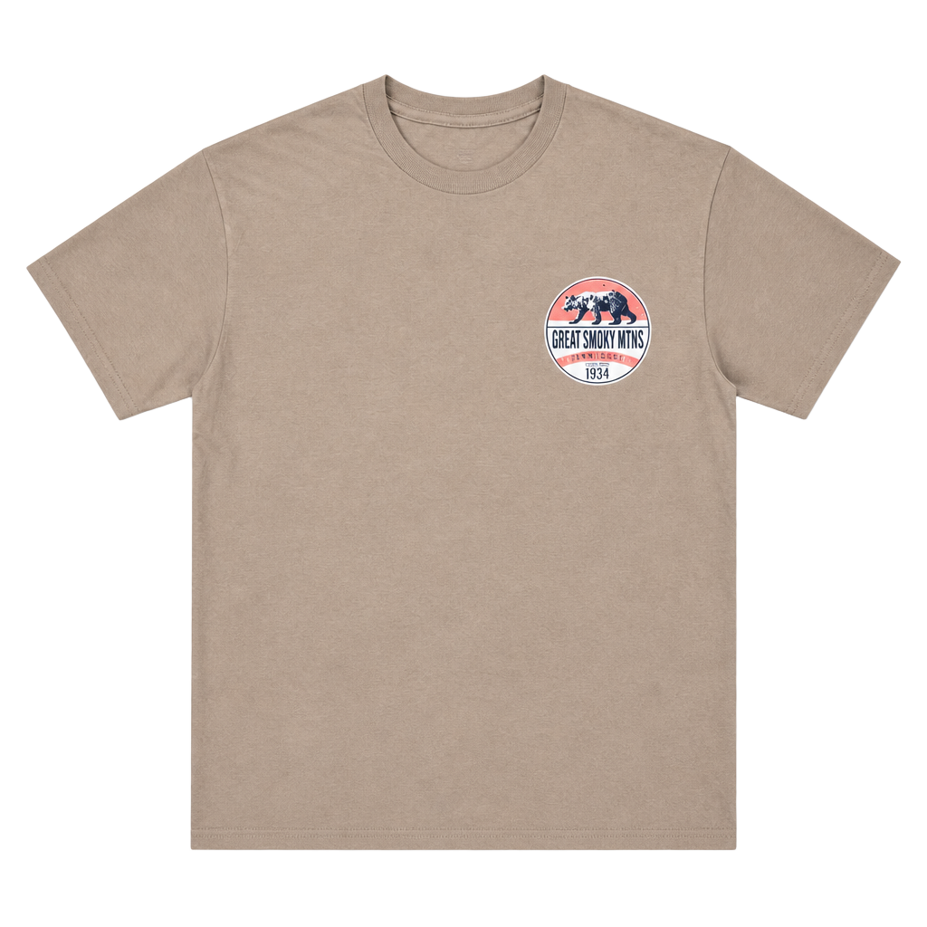 Gildan Brown Great Smoky Mountains Tennessee Black Bear Graphic T-Shirt 1