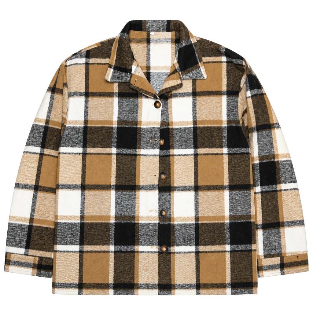 RAMOUG Women Plaid Flannel Lapel Jacket Shirt Shacket Loose Button Down Cardigan 1