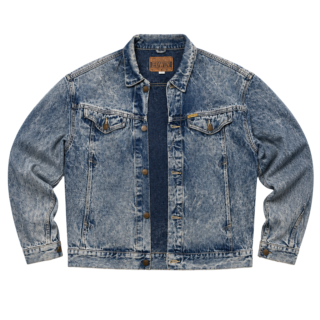 Edwin Vintage Acid Wash Denim Big Jacket Size L Made in Japan 1