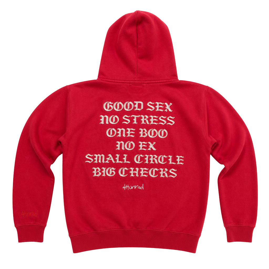 4Hunnid Good Sex No Stress Hoodie Red Size Medium 1
