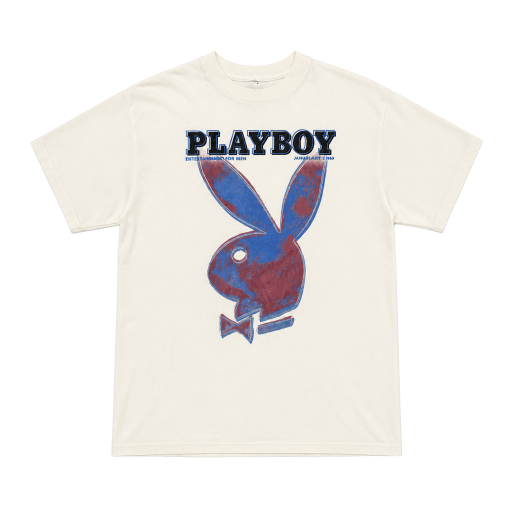Playboy T-Shirt White Vintage Style Bunny Logo 1