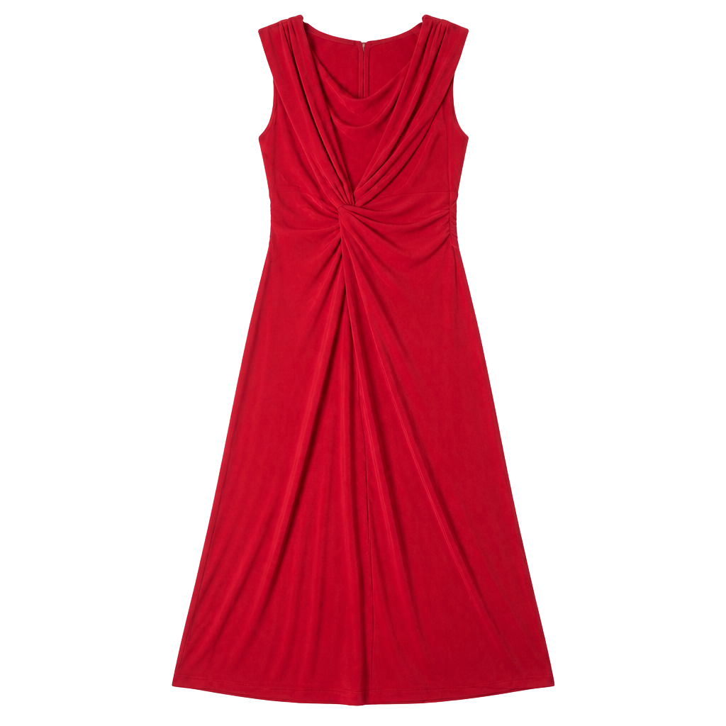 Champ Red Sleeveless Twist-Front Midi Dress 1