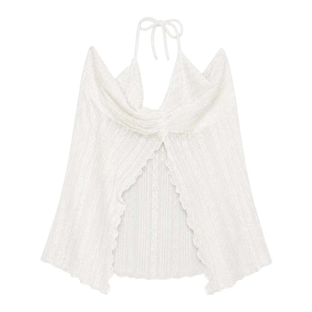 Frankee & Skylarr White Lace Halter Top Size L 1