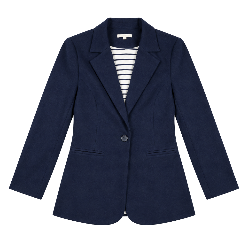 41 Hawthorn Blazer Size M Navy Blue Ruched 3/4 Sleeve Knit 1
