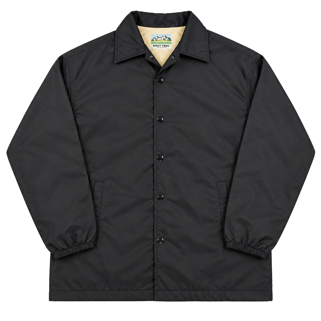 Rocky Trail Coach Jacket Size S Black Nylon Snap Up 1