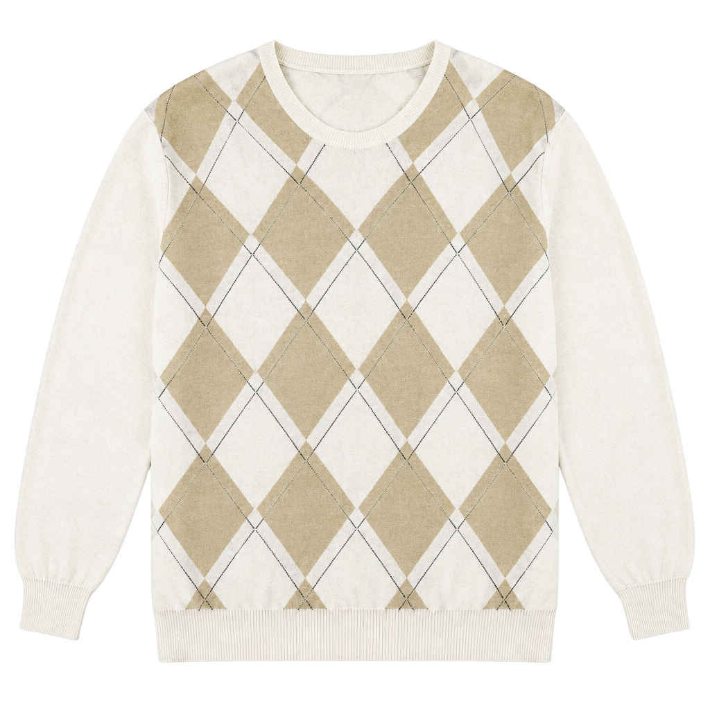 Lyle & Scott Scotland Argyle V-Neck Sweater Size L Combed Cotton 1