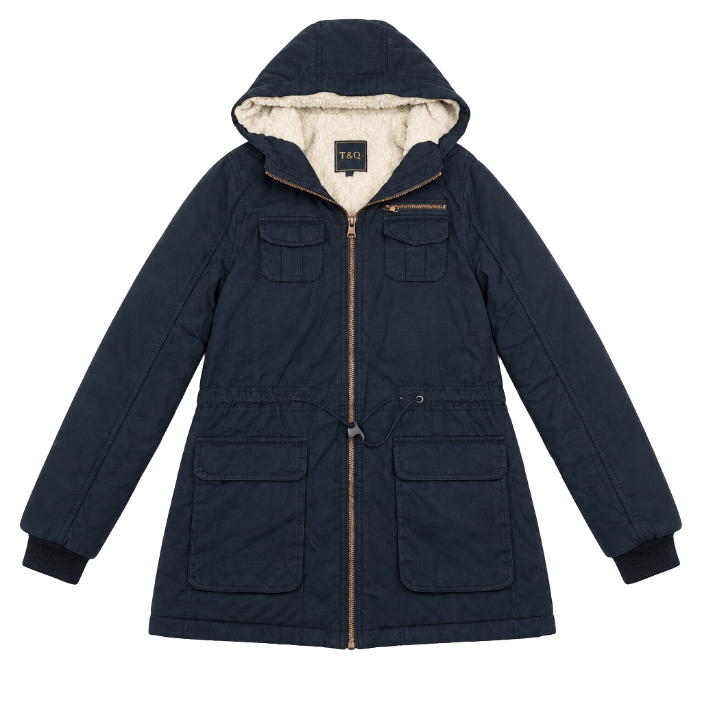 Tropi Collection Faux Shearling Lined Hooded Utility Jacket Size L 1