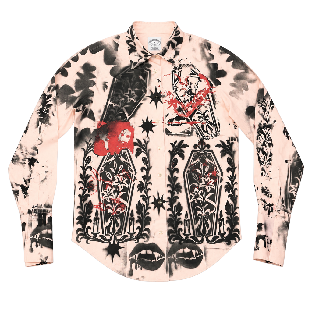 Brooks Brothers Hand Painted Custom Gothic Punk Shirt Size 8 1