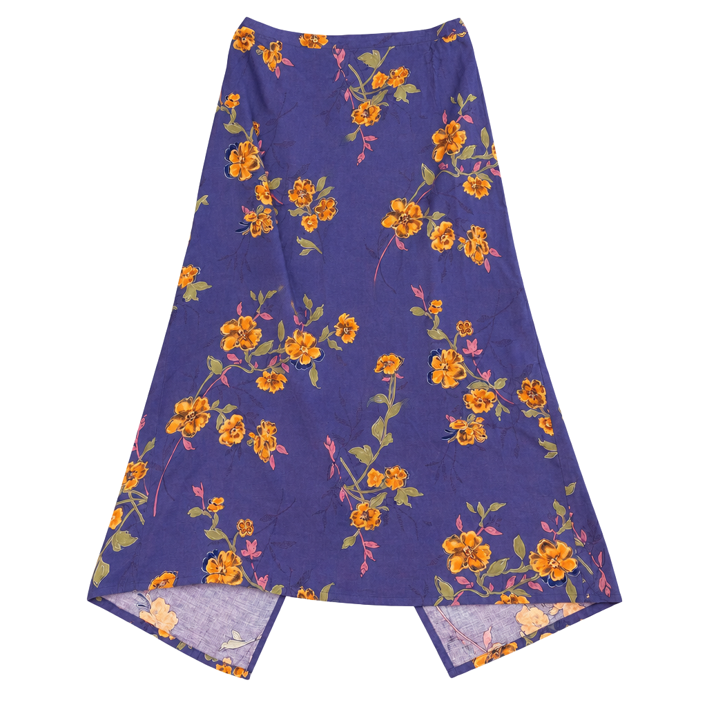 Sag Harbor Floral Maxi Skirt Size LARGE Purple Rayon 90s Vintage 1