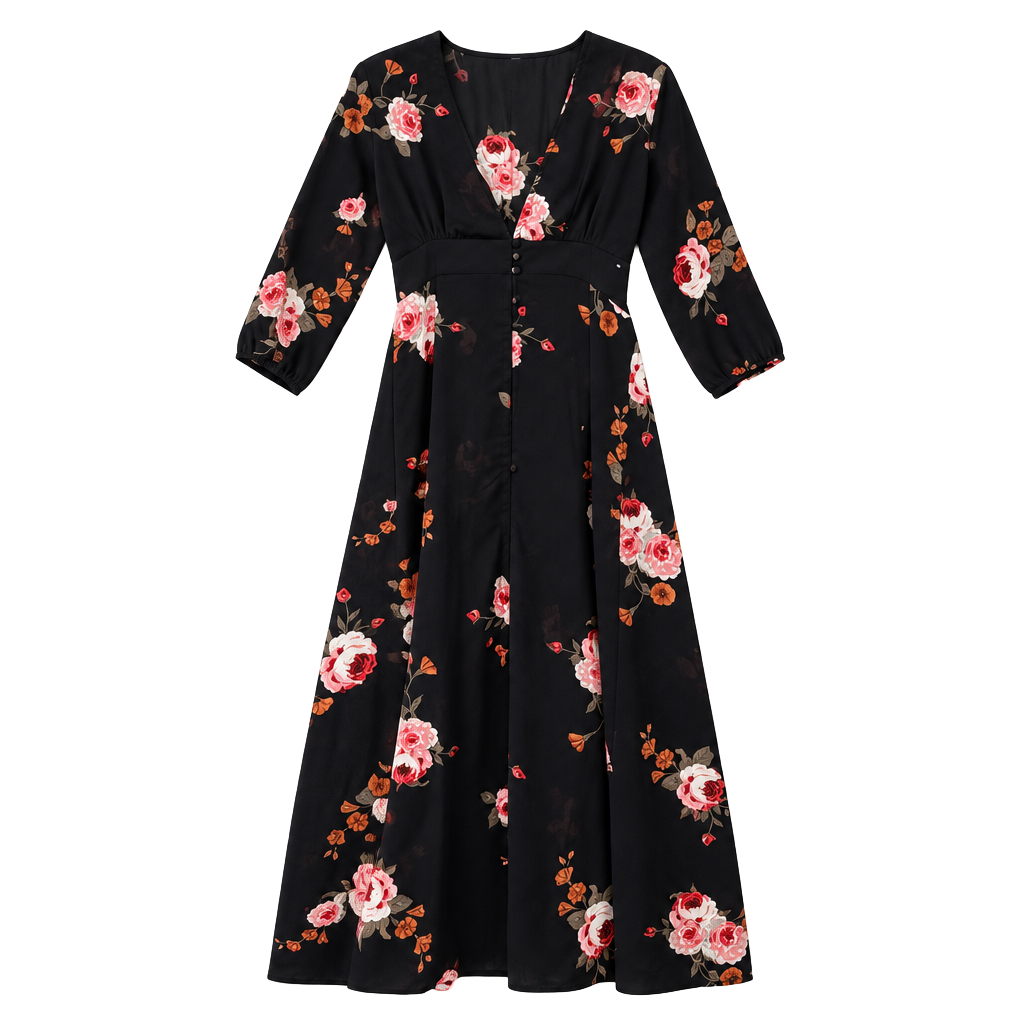 Live 4 Truth Floral Split-Leg Maxi Jumpsuit Size XL Black Rose 1