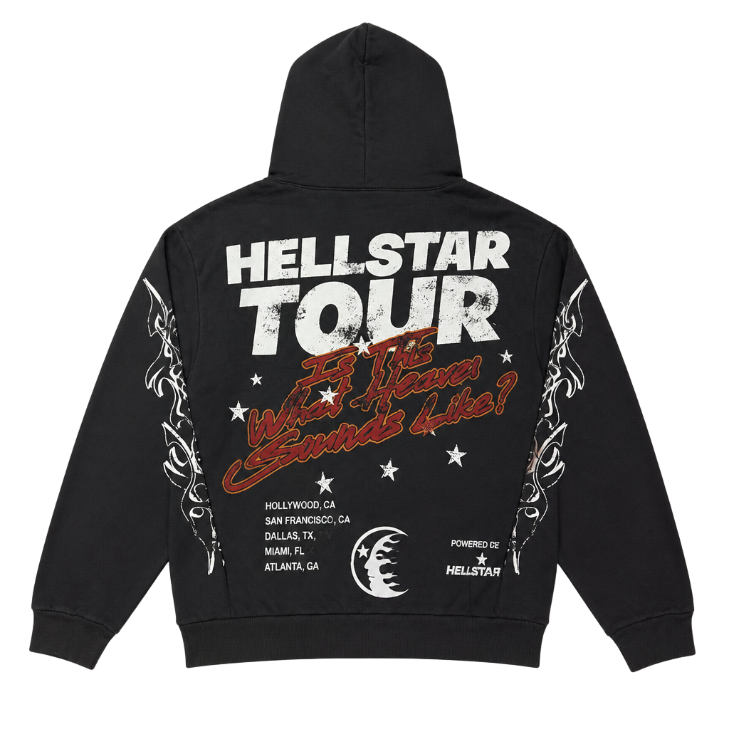 Hellstar Overseas Exclusive Records Tour Hoodie Black 1