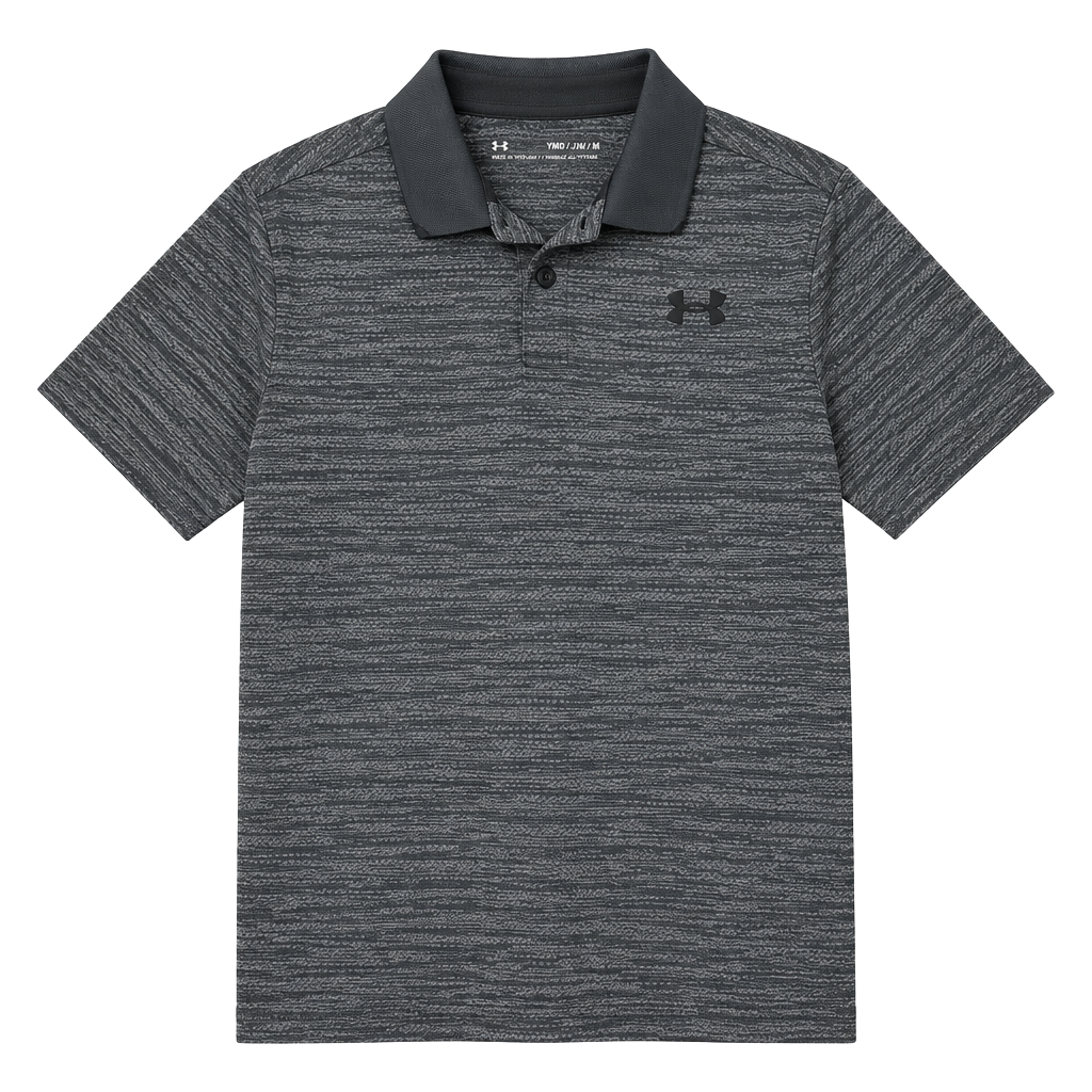 Under Armour Performance Polo Size YMD Gray Textured Short Sleeve Shirt 1