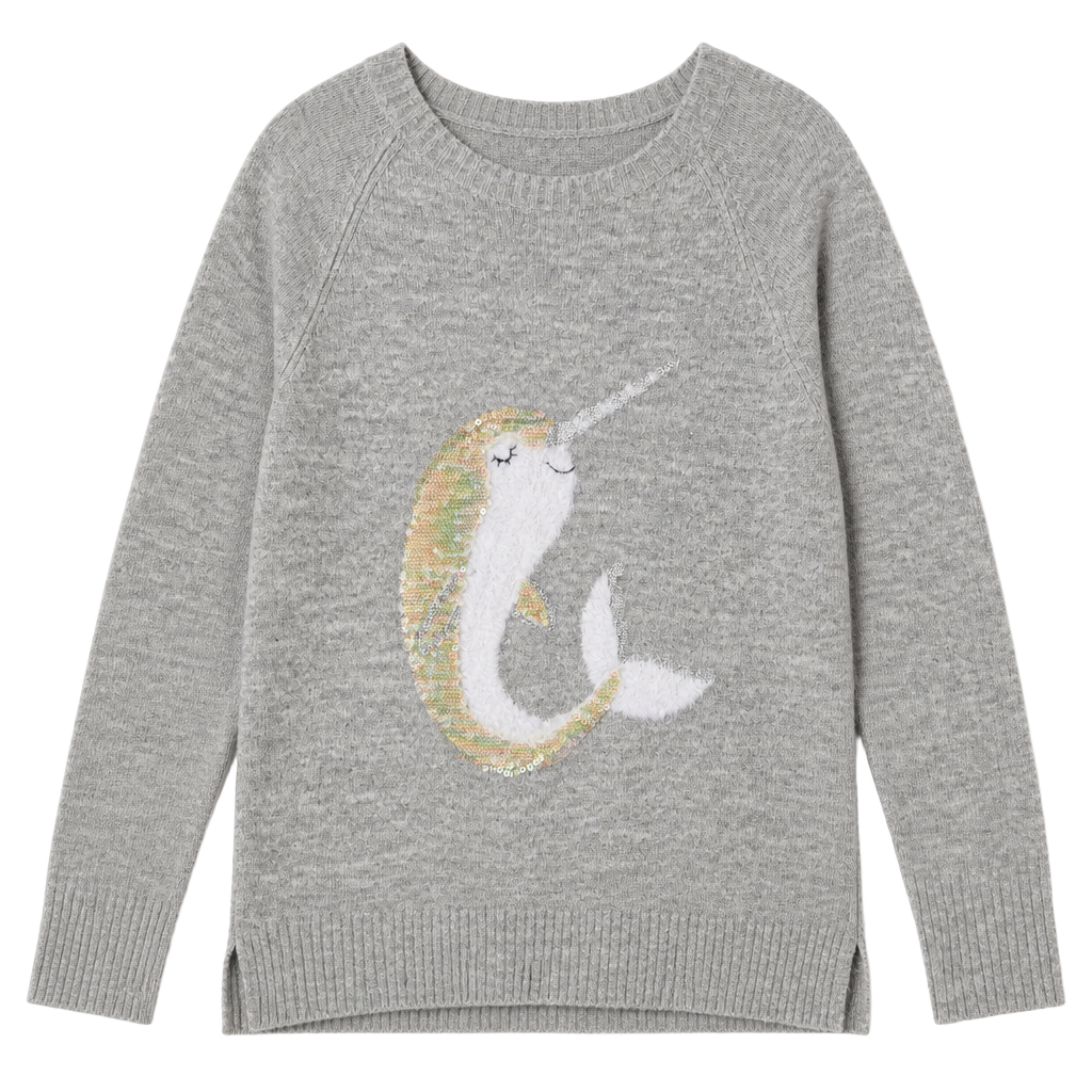 LC Lauren Conrad Gray Sequin Narwhal Tunic Sweater Size L 1