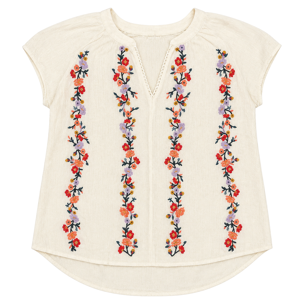 Mason & Belle Floral Embroidered Blouse Size M Off White 1