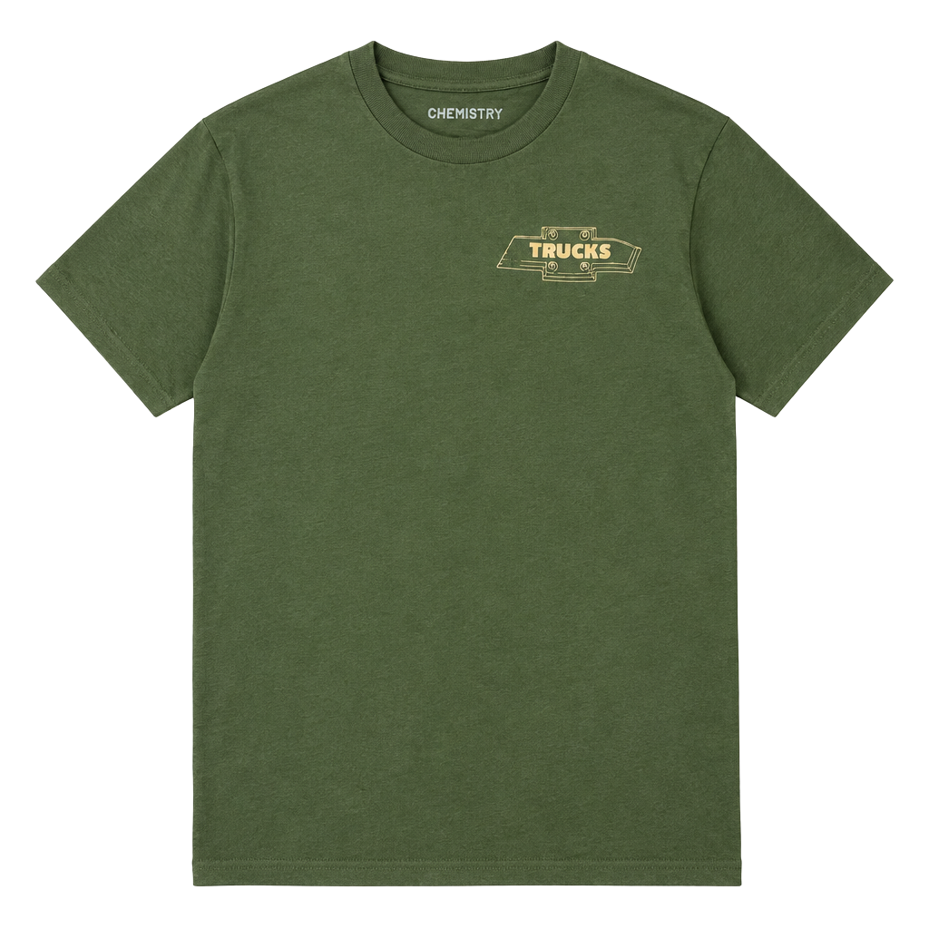 Chemistry Chevrolet Trucks 1987 Silverado T-Shirt Size M Olive Green Graphic 1