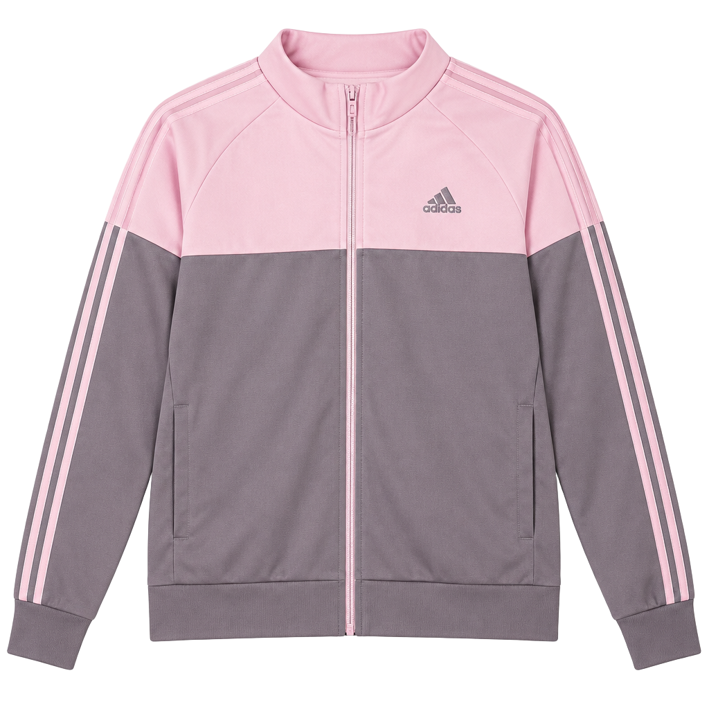 Adidas Essentials Color Block Tricot Zip Hoodie Size XL Pink Gray Jacket 1