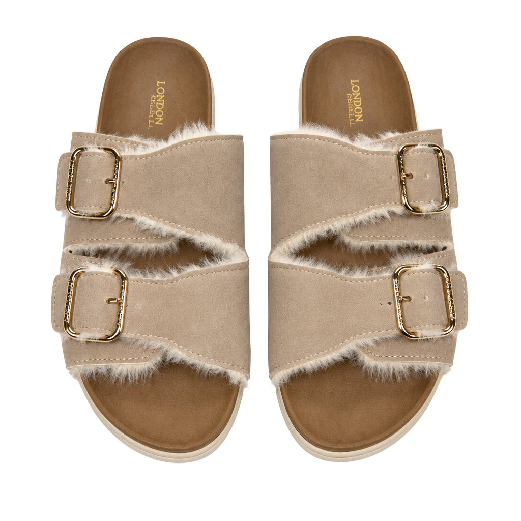 London Fog Lorraine Women's Faux-Fur Slide Sandals, 1