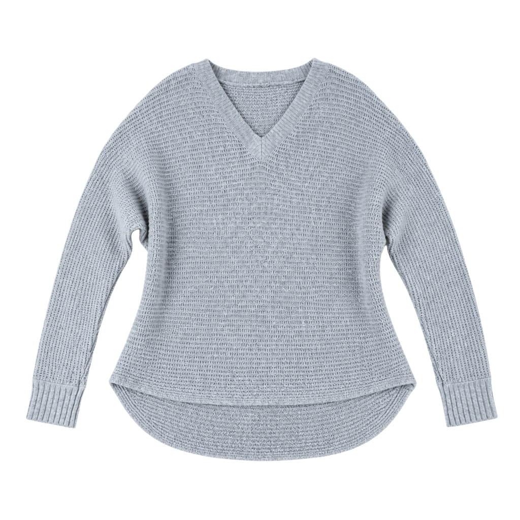 maurices Grey V-Neck Textured Knit Dolman Sleeve Sweater 1