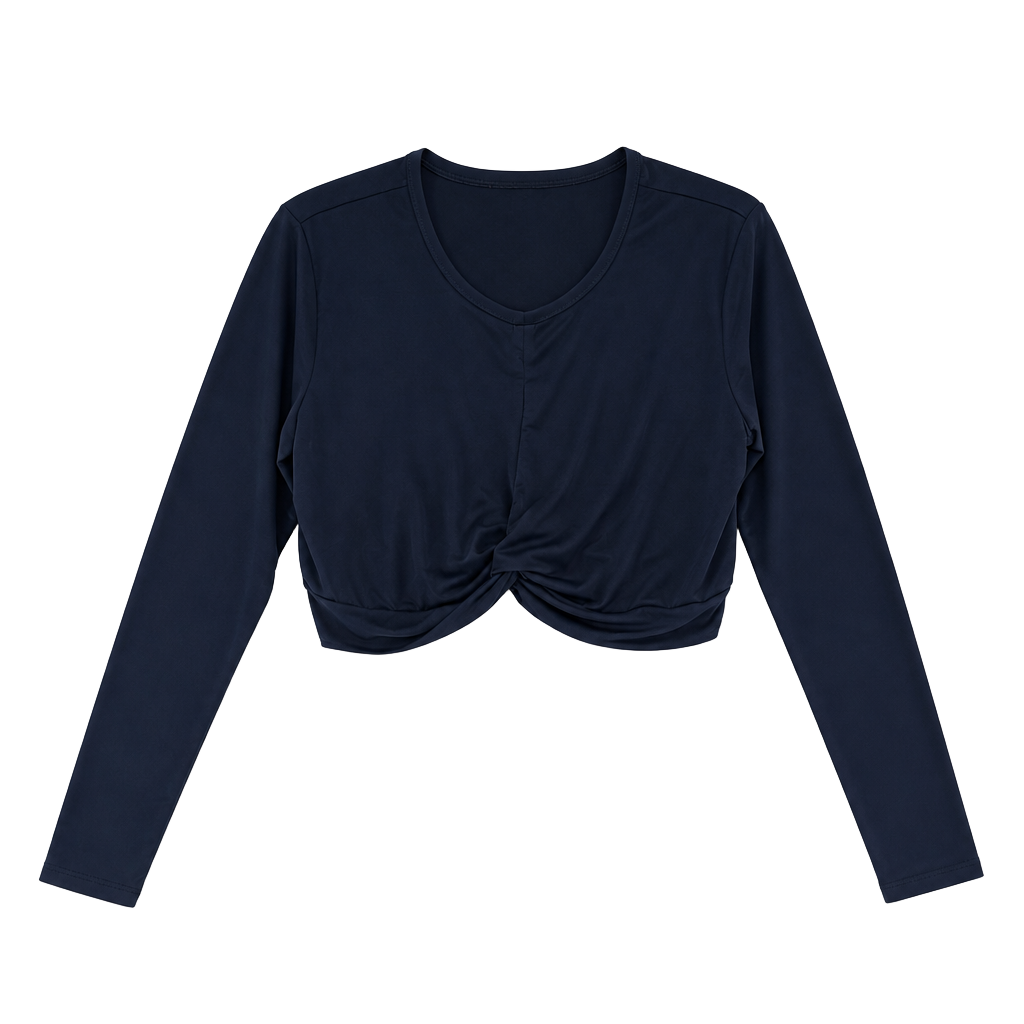 Express Women's Black Twist Front Long Sleeve Cropped Top 1